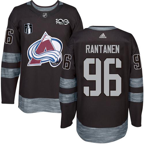 Adidas Colorado Avalanche #96 Mikko Rantanen Black Youth 2022 Stanley Cup Final Patch 100th Anniversary Stitched Jersey Youth
