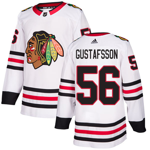 Adidas Chicago Blackhawks #56 Erik Gustafsson White Road Authentic Stitched Youth Jersey Youth