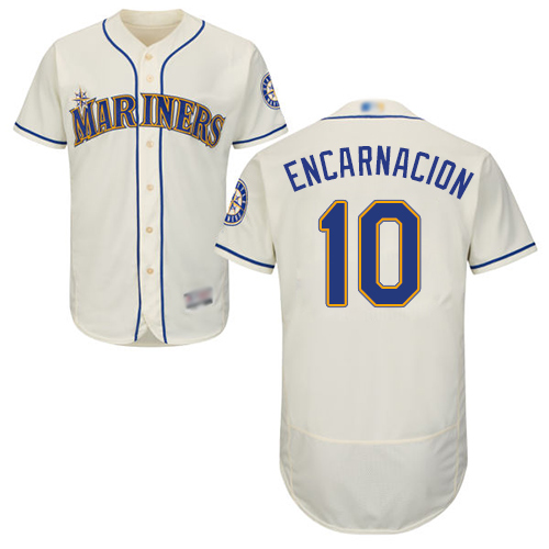 Seattle Mariners #10 Edwin Encarnacion Cream Flexbase Authentic Collection Stitched Jersey Men's