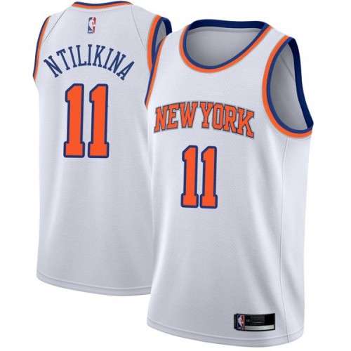 New York Knicks #11 Frank Ntilikina White Womens Swingman Association Edition Jersey Womens