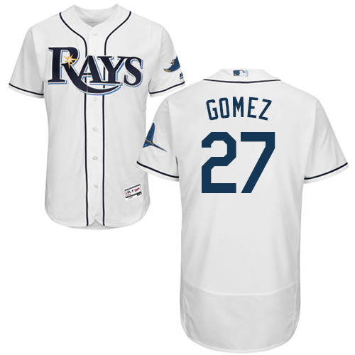 Tampa Bay Rays #27 Carlos Gomez White Flexbase Authentic Collection Stitched Jersey Men's