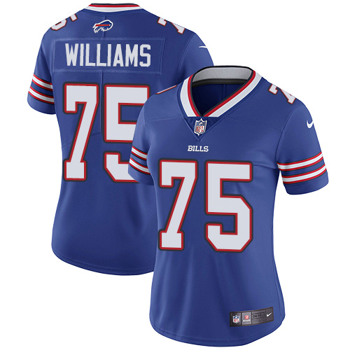 Buffalo Bills #75 Daryl Williams Royal Blue Team Color Women's Stitched Vapor Untouchable Limited Jersey Womens
