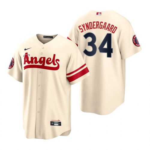 Los Angeles Los Angeles Angels #34 Noah Syndergaard Cream Men's 2022 City Connect Game Jersey Men's