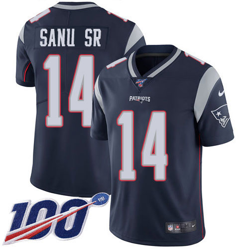 New England Patriots #14 Mohamed Sanu Sr Navy Blue Team Color Youth Stitched 100th Season Vapor Untouchable Limited Jersey Youth