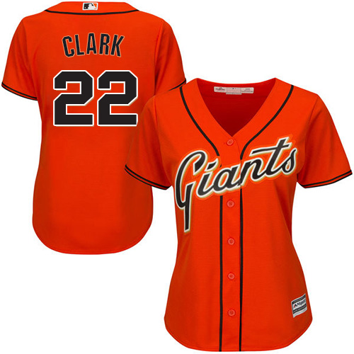 San Francisco Giants #22 Will Clark Orange Alternate Women's Stitched Jersey Womens
