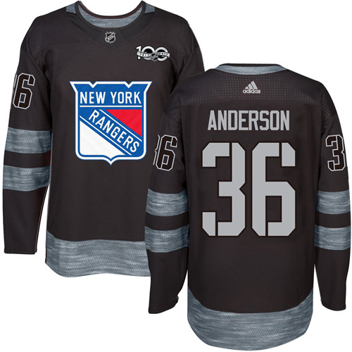 Adidas New York Rangers #36 Glenn Anderson Black 1917-2017 100th Anniversary Stitched Jersey Men's