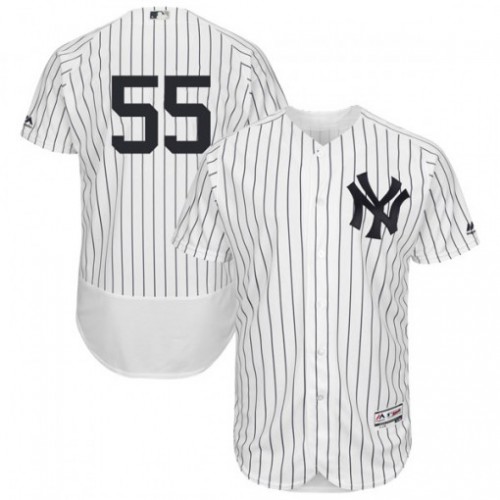 New York Yankees #55 Domingo German White Strip Flexbase Authentic Collection Stitched Jersey Men's