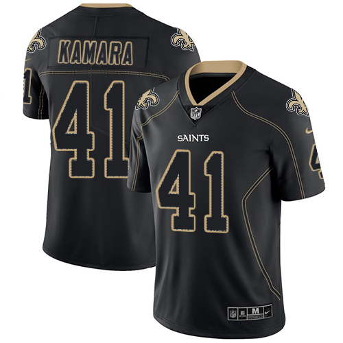 Saints #41 Alvin Kamara Lights Out Black Men's Stitched Limited Rush Jersey