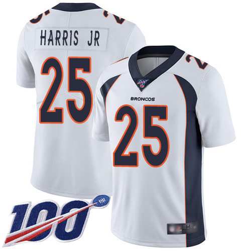 Denver Broncos #25 Chris Harris Jr White Men's Stitched 100th Season Vapor Limited Jersey Men's