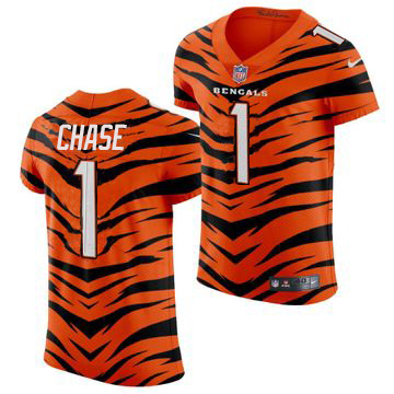 Bengals #1 Ja'Marr Chase Men's 2021-22 Orange City Edition Elite Jersey