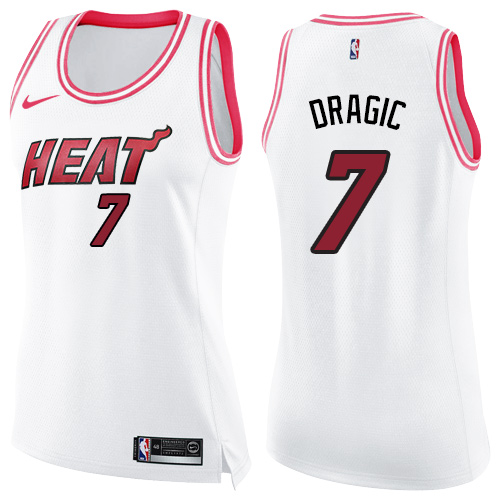 Miami Heat #7 Goran Dragic White/Pink Womens Swingman Fashion Jersey Womens