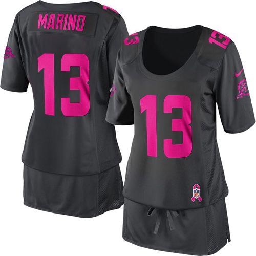 Dolphins #13 Dan Marino Dark Grey Women's Breast Cancer Awareness Stitched Elite Jersey