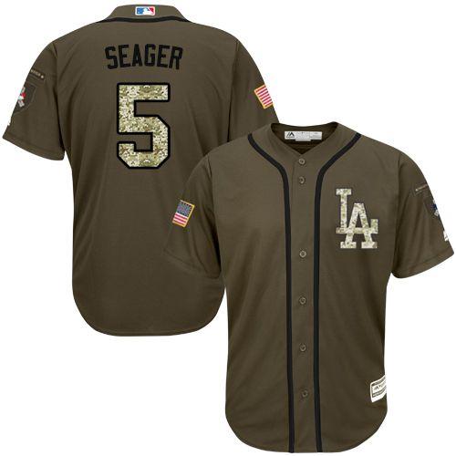 Los Angeles Dodgers #5 Corey Seager Green Salute to Service Stitched Jersey Men's
