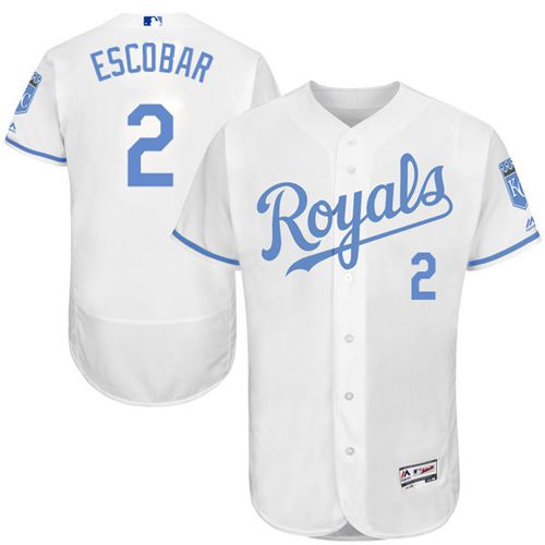 Kansas City Royals #2 Alcides Escobar White Flexbase Authentic Collection Father's Day Stitched Jersey Men's