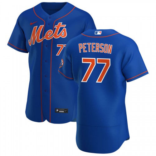 New York New York Mets #77 David Peterson Men's Royal Alternate 2020 Authentic Player Jersey Men's