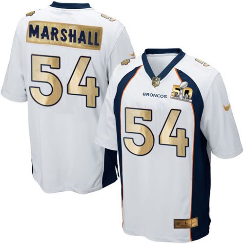 Denver Broncos #54 Brandon Marshall White Men's Stitched Game Super Bowl 50 Collection Jersey Men's