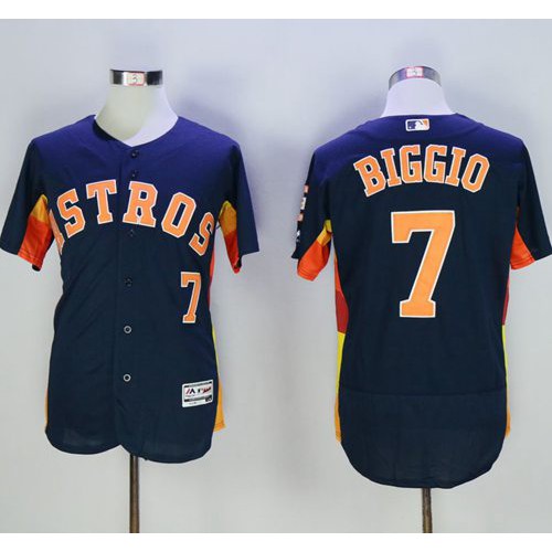 Houston Astros #7 Craig Biggio Navy Blue Flexbase Authentic Collection Stitched Jersey Men's