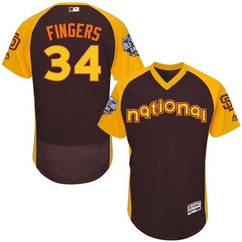 San Diego Padres #34 Rollie Fingers Brown Flexbase Authentic Collection 2016 All-Star National League Stitched Jersey Men's