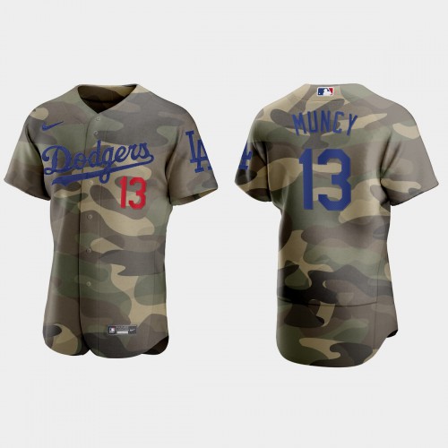 Los Angeles Los Angeles Dodgers #13 Max Muncy Men's 2021 Armed Forces Day Authentic Jersey -Camo Men's