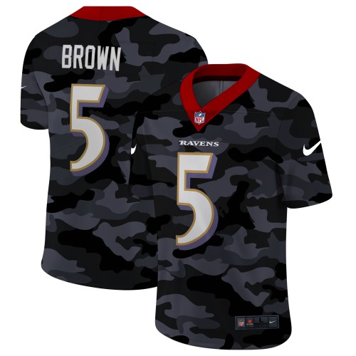 Baltimore Baltimore Ravens #5 Marquise Brown Men's 2020 Black CAMO Vapor Untouchable Limited Stitched Jersey Men's