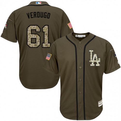 Los Angeles Dodgers #61 Alex Verdugo Green Salute to Service Stitched Jersey Men's