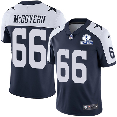Dallas Cowboys #66 Connor McGovern Navy Blue Thanksgiving Men's Stitched With Established In 1960 Patch Vapor Untouchable Limited Throwback Jersey