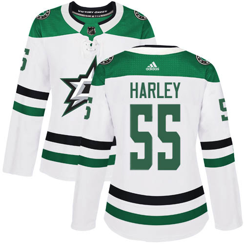 Adidas Dallas Stars #55 Thomas Harley White Road Authentic Women's Stitched Jersey Womens