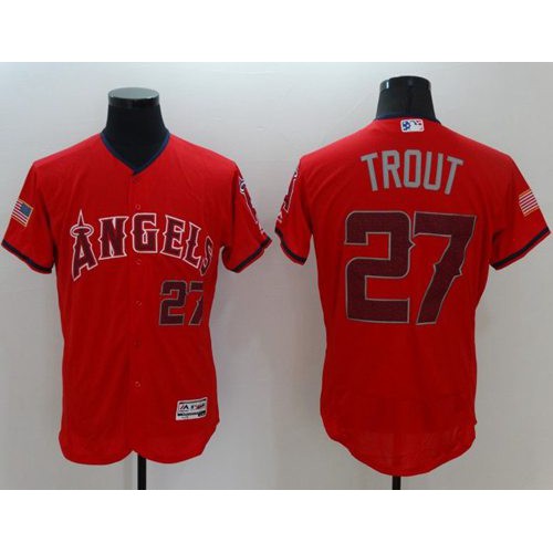 Los Angeles Angels of Anaheim #27 Mike Trout Red Fashion Stars & Stripes Flexbase Authentic Stitched Jersey Men's