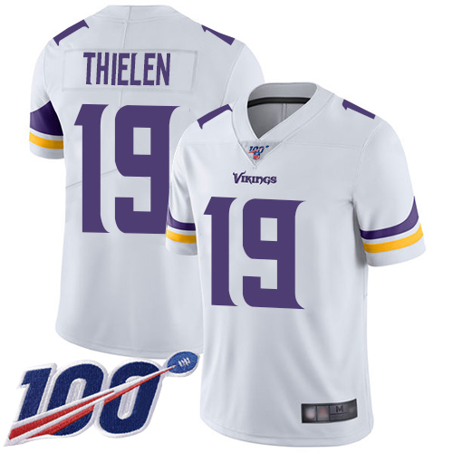 Vikings #19 Adam Thielen White Youth Stitched 100th Season Vapor Limited Jersey