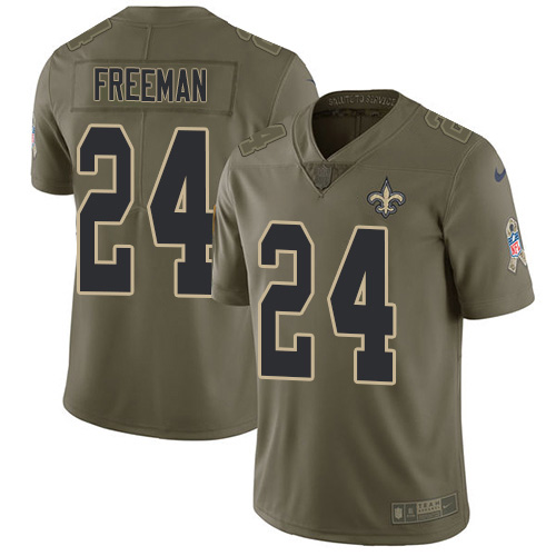 New Orleans Saints #24 Devonta Freeman Olive Men's Stitched Limited 2017 Salute To Service Jersey Men's