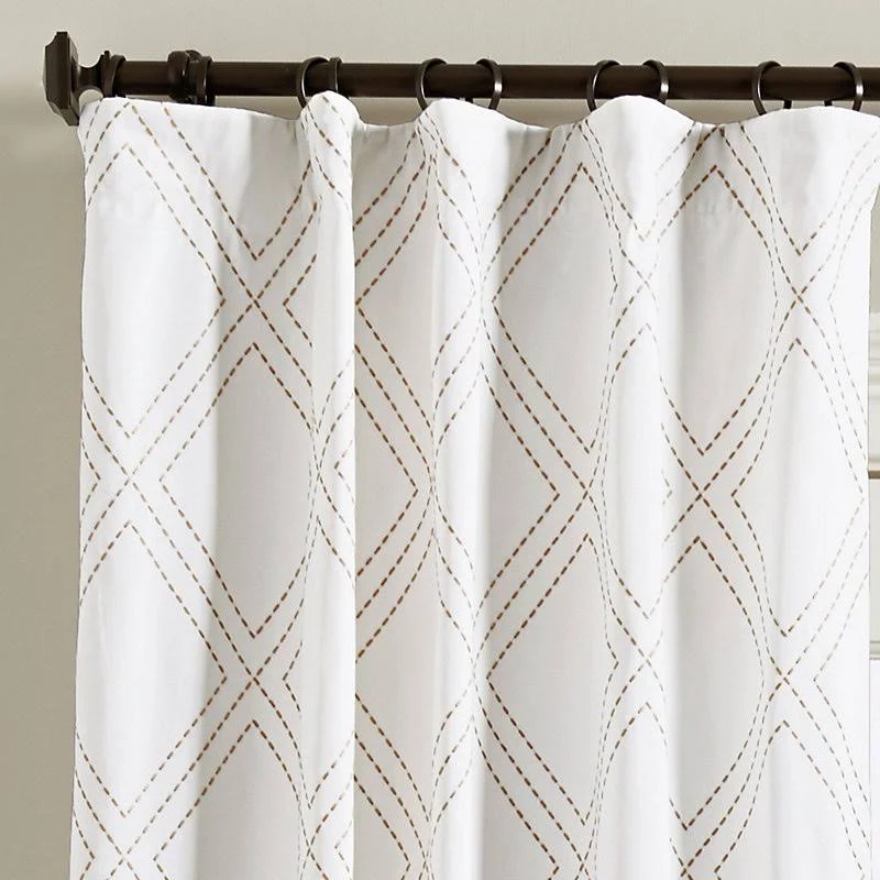 Le Lattis Embroidered Drapery Panel Camel 84x22 - Ballard Designs