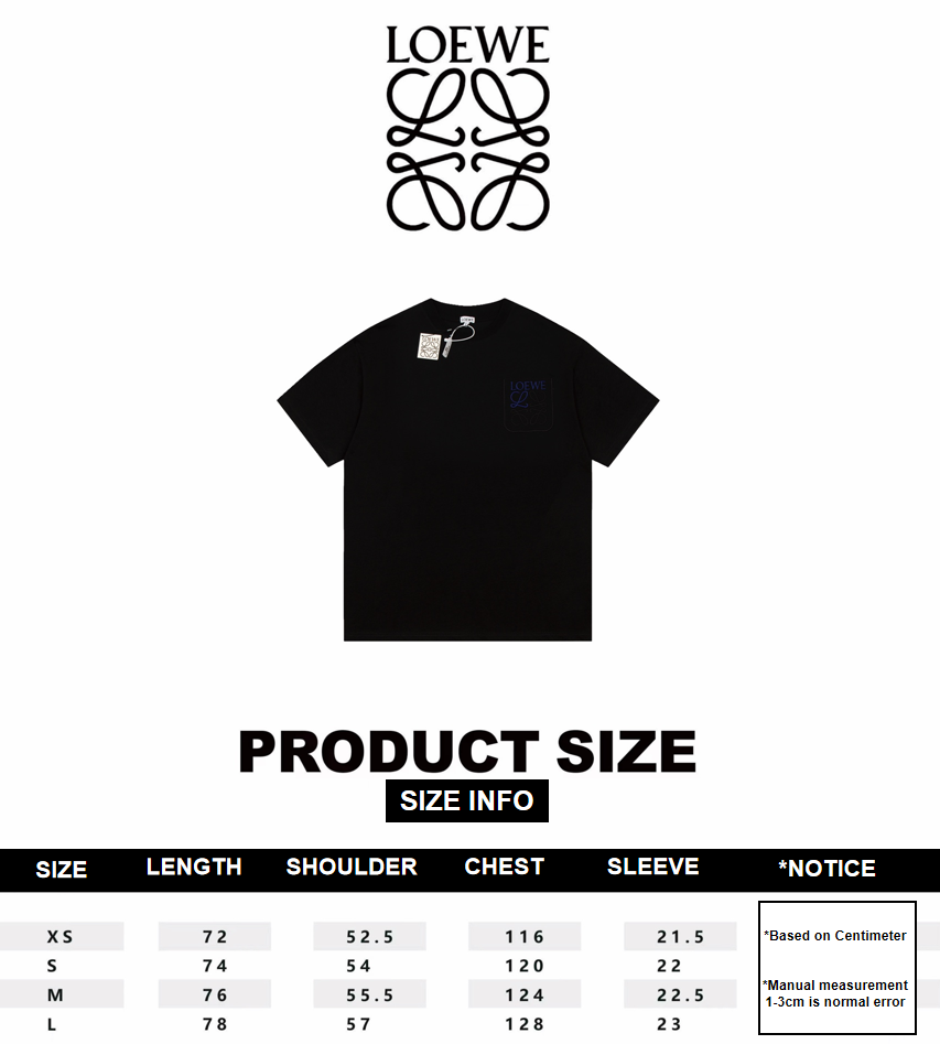 Loew SS23 new series pocket three-dimensional embroidery short-sleeved T-shirt black 6.14