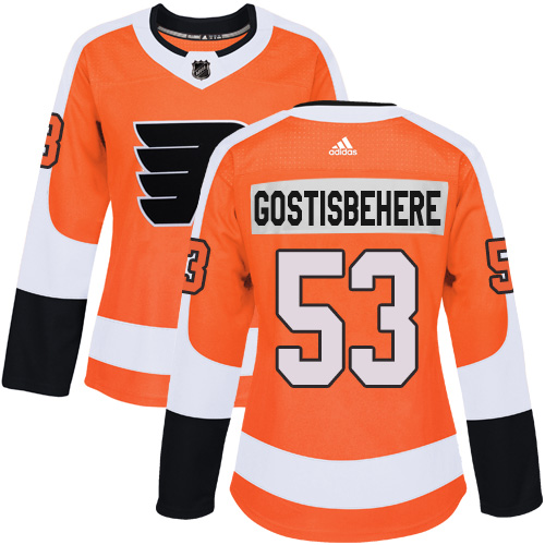 Adidas Philadelphia Flyers #53 Shayne Gostisbehere Orange Home Authentic Women's Stitched Jersey Womens