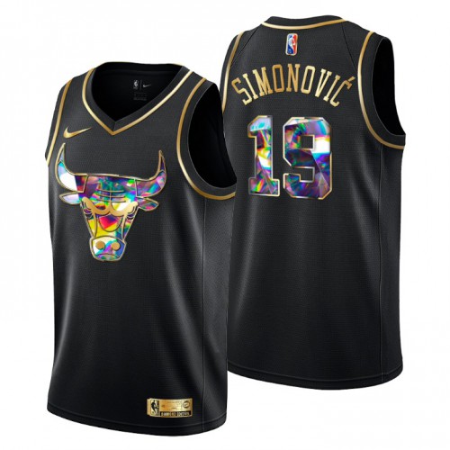 Chicago Chicago Bulls #19 Marko Simonovic Mens Golden Edition Diamond Logo 2021/22 Swingman Jersey - Black Mens