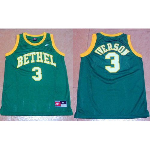 Philadelphia 76ers #3 Allen Iverson Green Bethel High School Stitched Jersey Mens