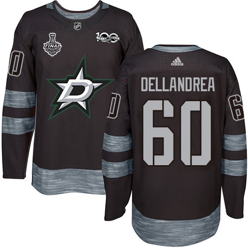 Adidas Dallas Stars #60 Ty Dellandrea Black 1917-2017 100th Anniversary 2020 Stanley Cup Final Stitched Jersey Men's