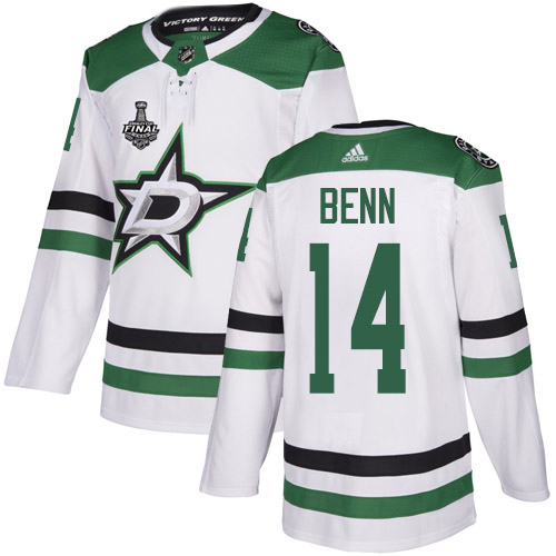 Adidas Dallas Stars #14 Jamie Benn White Road Authentic 2020 Stanley Cup Final Stitched Jersey Men's