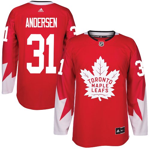 Adidas Maple Toronto Maple Leafs #31 Frederik Andersen Red Team Canada Authentic Stitched Youth Jersey Youth
