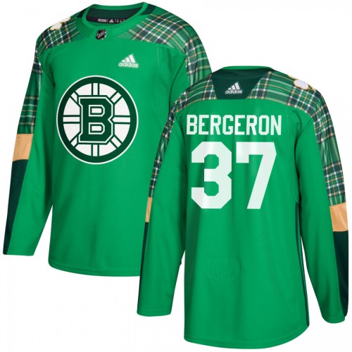 Adidas Boston Bruins #37 Patrice Bergeron adidas Green St. Patrick's Day Authentic Practice Stitched Jersey Men's