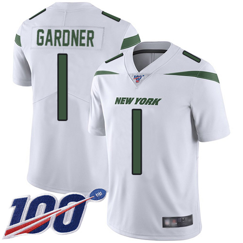 Jets #1 Ahmad Sauce Gardner White Youth Stitched 100th Season Vapor Limited Jersey