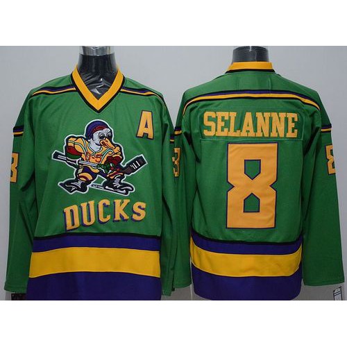 Anaheim Ducks #8 Teemu Selanne Green CCM Throwback Stitched Jersey Men's