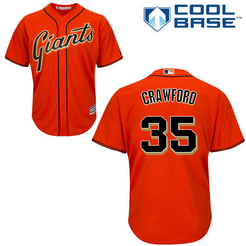 San Francisco Giants #35 Brandon Crawford Orange Alternate Cool Base Stitched Youth Jersey Youth