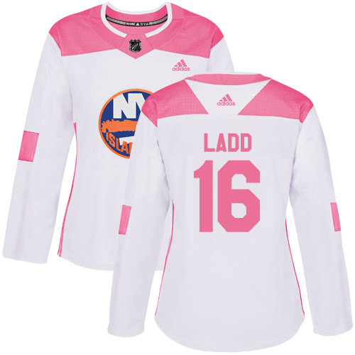 Adidas New York Islanders #16 Andrew Ladd White/Pink Authentic Fashion Women's Stitched Jersey Womens