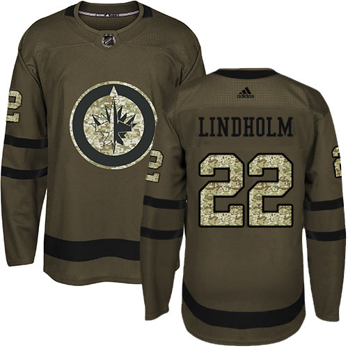 Adidas Winnipeg Jets #22 Par Lindholm Green Salute To Service Stitched Jersey Men's