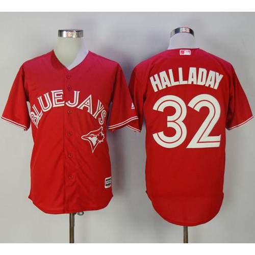 Toronto Blue Jays #32 Roy Halladay Red New Cool Base Canada Day Stitched Jersey Men's