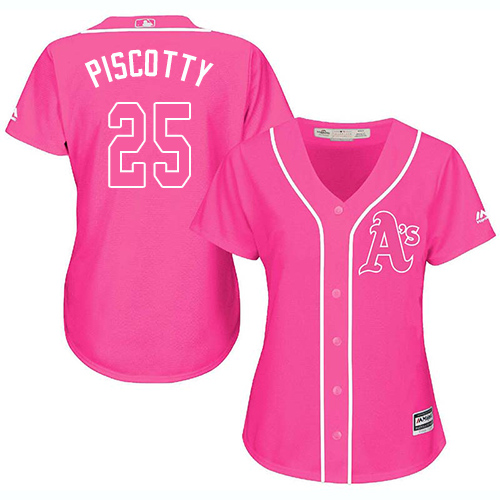 Oakland Athletics #25 Stephen Piscotty Pink Fashion Women's Stitched Jersey Womens