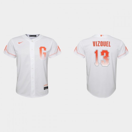 San Francisco San Francisco Giants #13 Omar Vizquel Youth 2021 City Connect White Jersey Youth
