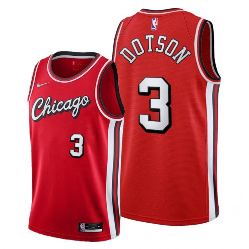 Chicago Chicago Bulls #3 Devon Dotson Mens 2021-22 City Edition Red Jersey Mens