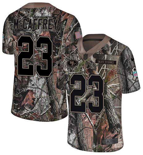 49ers #23 Christian McCaffrey Camo Men's Stitched Limited Rush Realtree Jersey