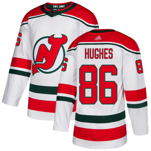 Adidas New Jersey Devils #86 Jack Hughes White Alternate Authentic Stitched Youth Jersey Youth